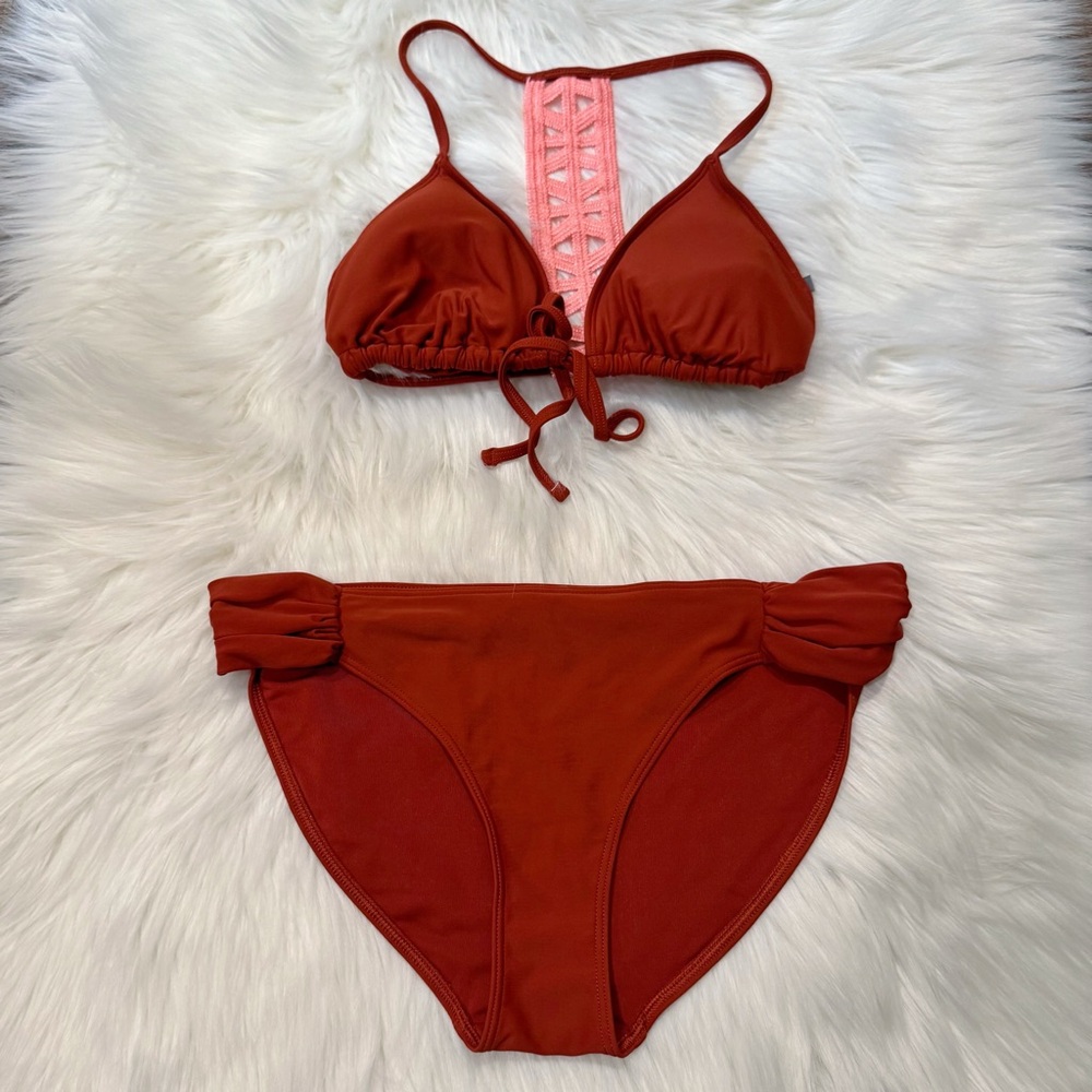 American Eagle Aerie Rust and Coral Bikini Set Size L